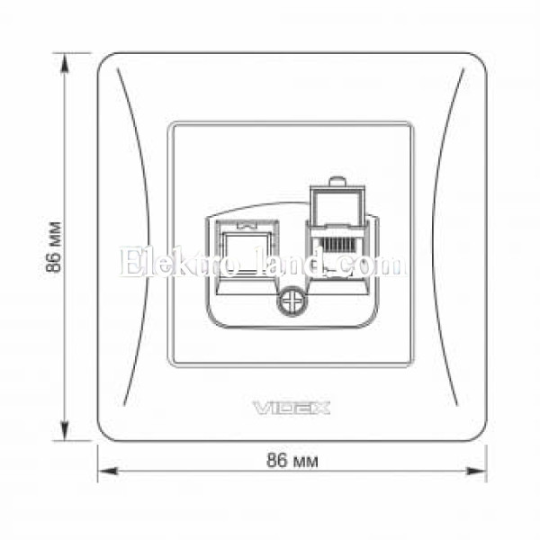 Розетка CAT6 одинарная компьютерная черный графит Videx Binera 